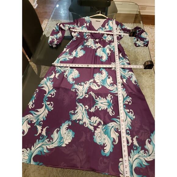 Haoohu Womens Purple Polyester V-Neck Long Sleeve Casual Long Maxi Dress Size 2X - Picture 6 of 11